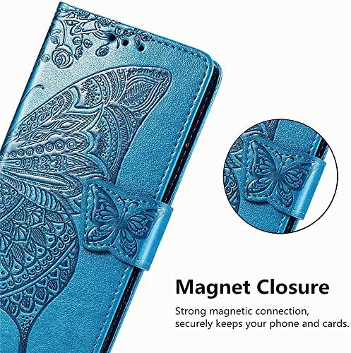 Чанта-портфейл MEUPZZK за Samsung Galaxy S21 Ultra от изкуствена кожа премиум-клас с тисненым цветя, пеперуди [флип-надолу награда] [Стойка] [Отделения за карти] [Каишка за китката]