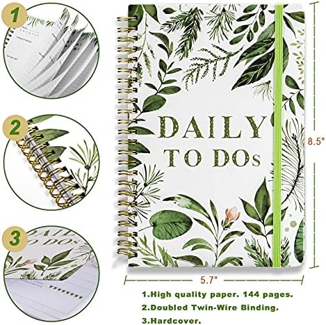 Дневник UtyTrees Без дата: Записная книжка със списък със задачи за деня размер на 5,7 x 8,5 инча, Ефективен Планер живот, дневник, с Вътрешен джоб, планиране на хранене, Преносими компютри книжки за организация на