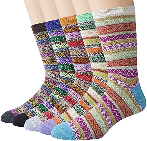 YSense Носете 5 Чифта Мъжки Вълнени Чорапи Зимни Топли Дебели Чорапи Възли Ежедневни Чорапи за мъже