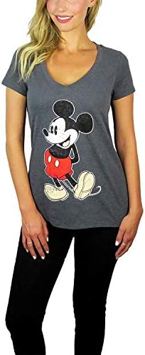 Дамска тениска на Дисни с V-образно деколте и Мики Маус на стойка