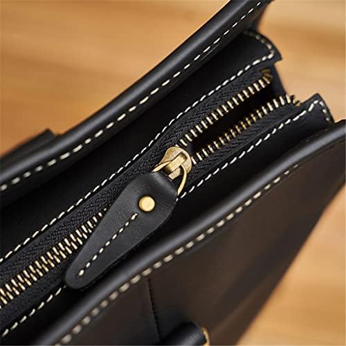 SDFGH Портфейл от естествена кожа, Мъжки чанти ръчна изработка на рамото, черен Бизнес чанти за лаптоп, чанти за Ежедневни (Цвят: A, Размер: One Size)