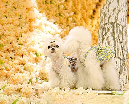 Рокли за кучета YAODHAOD, Рокля с цветя модел за Кученца, Лятно Гавайское Принцеса Рокля с Цветя Модел, Скъпа Пола-Пакет на Бретелях за Малки Средни Момичета, Облекло за Кучета (Жълто, Малка)
