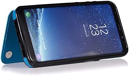 Калъф за телефон Samsung Galaxy S8 с Предпазно фолио от Закалено Стъкло, Държач за карти, една Чанта-Портфейл, Поставка, флип-надолу Тънка Кожена Мека Клетъчна мрежа, Аксесоари Glaxay S 8 8S Edge SM-G950U, Калъфи За