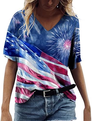 Ризи за Жени, Ежедневни Лятна Дамска Риза с дълъг ръкав-Листенца, Цветя, Блузи, Блузи Ден на Независимостта за Жени, Тениски с V-образно деколте, Т