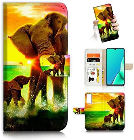 за Samsung S21, за Samsung Galaxy S21 4G 5G, Дизайнерски Калъф-портфейл с панти капак за телефон, Семейство A23243 Elephant