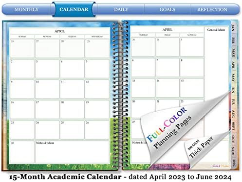 Tools4Wisdom Planner, Календар на 2023-2024 години - Април 2023-24 юни - Твърди корици - 15 месеца - A3J4 - Peacock w Цитат