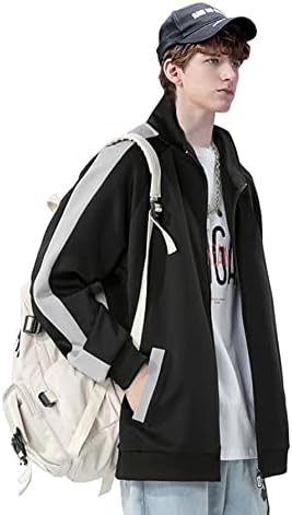 Якета OSHHO за Жените - Мъжко яке с контрастиращи странични шевове и ръкав Raglan (Цвят: Черен Размер: Средно)