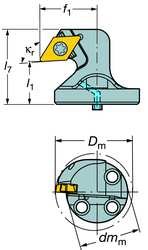 Корона е sandvik Coromant TR-SL-D13UCL-25X CoroTurn TR за обратно растачивания, магистър-поставяне TR-DC1308, вида на инструмента TR-SL-D13UCR/L. X, Ляво, Функционална дължина 17 мм, функционална ширина 21 мм, диаметър