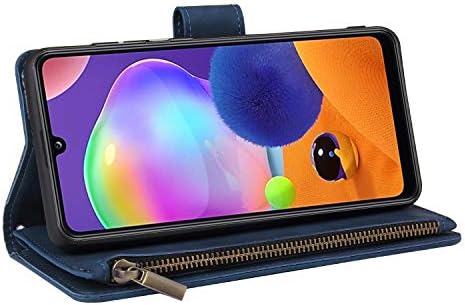 Калъф за телефон LBYZCASE за Galaxy A32 5G, една чанта-портфейл Samsung A32 5G, Кожен калъф-книжка с панти капак [Джоб с цип] [Каишка за китката] [Стойка] [Магнитна закопчалка] за Samsung Gal