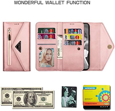 Чанта-портфейл DEFBSC през рамо с поставка за iPhone 12 Pro Max, една чанта-портфейл от изкуствена кожа с цип джоб с отделения за карти и подвижна шнурком и каишка за китката з?