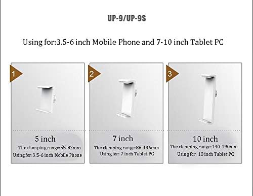 UP-9S Супер Регулируема По височина Поставка за таблети от алуминиева сплав 2В1 + Притежателят на смартфон със завъртане на 360 градуса ръкохватка с гъши гърло (UP9S)