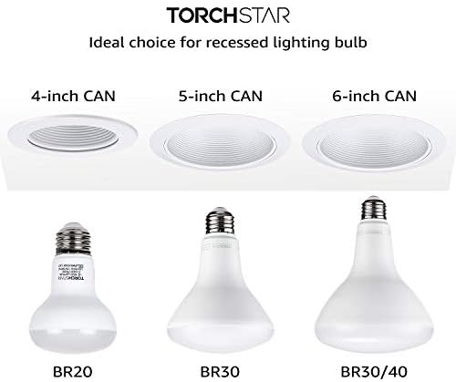 Led лампа TORCHSTAR BR30 с регулируема яркост 11 W (65 W екв.), дневна светлина 5000 ДО CRI90 +, Цокъл E26, Вътрешен прожектор за консервени кутии, в списъка на UL, и Energy Star, опаковка от 6
