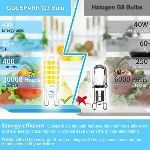 GOLSPARK 5000 K Дневна светлина, 16 Опаковки led крушки G9 (10 P с регулируема яркост + 6 P Без регулиране на яркостта), светодиодна крушка G9 с мощност 4 W (еквивалент на халогенни лампи с мощност 40 W), Керамично