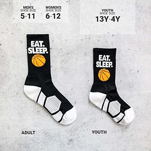 Плетени чорапи за баскетбол ChalkTalkSPORTS До средата на прасците | Eat Sleep Баскетбол Черно | Младежки и Възрастни размери