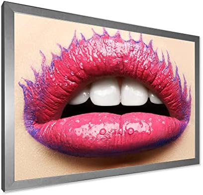 ДизайнQ Красиви Женски Устни С Розово Червило Съвременно Монтиране На Изкуството В Рамка