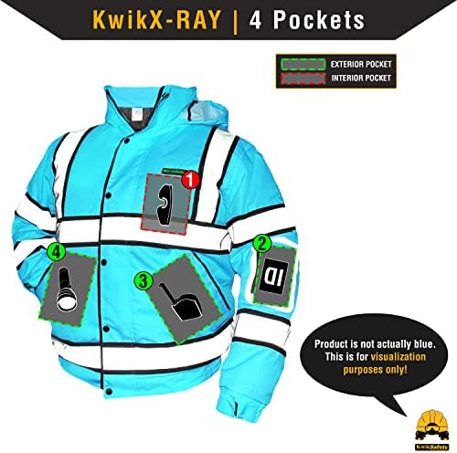 KwikSafety - Защитно яке-бомбер Шарлот, Северна Каролина - MARSHAL [джоб за лична карта и сгъваема качулка], ЛПС 3-ти клас, проверен от ANSI на съответствие с изискванията на OSHA