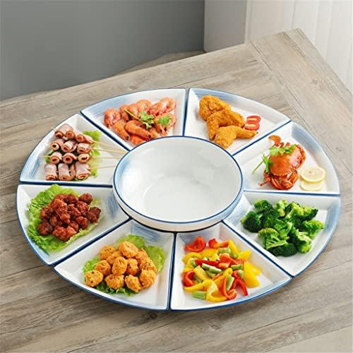 ASDFGH Комплект чинии Направи си сам Комбинирана плоча Керамична чиния Домакински Отделение Кръгла Маса чиния веерообразное ястие Прибори (Цвят: 2, размер: както е показано на фигурата)