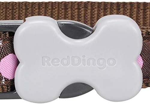 Нашийник за кучета Червен цвят Dingo Brown с Розови Точки, Средно / Голям / 20 мм