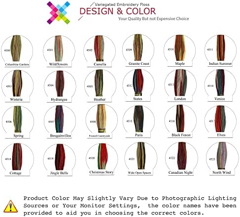 Конци за бродерия на кръстат бод Вълшебен цвят, различни на цвят, Опаковане на мулине за бродиране, 8,7 Ярд, Шварцвалд, Опаковки от 12 чилета
