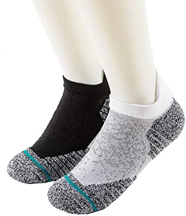 HouCheer, 2 Чифта мъжки спортни чорапи за бягане на щиколотках от чесаного памук, с дълбоко деколте, Чорапи с мека подплата, защитаващи крака и дишащи, лесно се поставят, не падам (големи) Размерът на обувки 10-12,