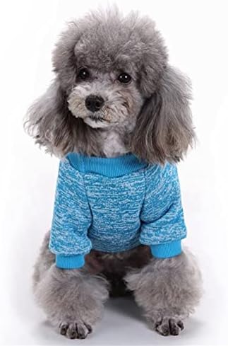 Пуловер за Домашни Кучета за Малки до Средни Кучета Момче Момиче Кученце Топли Дрехи Зимата Синьо S