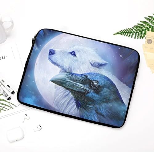 Raven Wolf Moon Чанта за лаптоп, чанта За Носене, чанта за Носене За Портфейла, Защитен калъф за Лаптоп, подходящ за 10 инча-17 инча