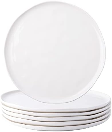Кът чинии LERATIO, Комплект от 6 Керамични чинии 10.5 инча, Порцеланови чинии, ръчно изработени за кухня с Вълнообразни ръбове, Безопасни за микровълнова фурна, миялна ма?