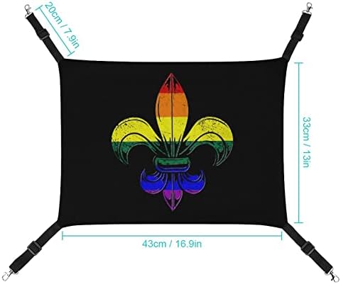Ретро Флаг на Гордостта на ЛГБТ Fleur De Lis, Хамак за Домашни Любимци, Удобна Регулируема Подвесная Легло за по-Малките Животни, Кучета, Котки, Хамстер