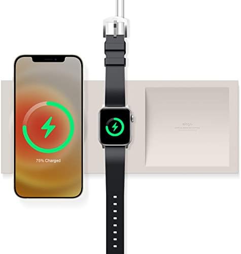elago MS Charging Tray Duo е Съвместим със зарядно устройство MagSafe и зарядно устройство Apple Watch - Съвместима с модели iPhone 13 и е съвместимо с Apple Watch [Камък] [Зарядното устройство не е включено в комплекта]