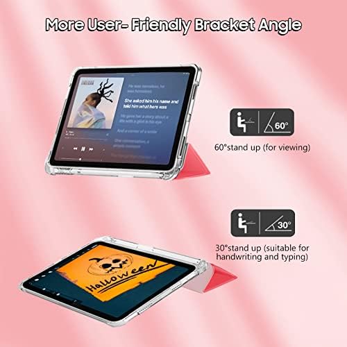 CLARKCAS iPad на 10-то поколение 10,9 инча 2022 с държач за моливи, Фина задния капак от Мек Прозрачен TPU, умна стойка Trifold за iPad на 10-то поколение 10,9-инчов калъф 2022-с функция за автоматично преминаване в