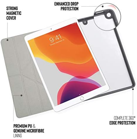 Калъф за iPad на 7-то поколение Pipetto 2019 10.2 Инча от TPU | Origami 5-в-1 Smart Cover | Тъмно Сиво