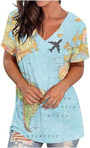 Блузи с пеперуди за Жените, Свободна Ежедневни Лятна Тениска с Къс Ръкав и V-образно деколте, Графични Риза, Блуза, Мода 2023