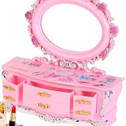 XJJZS Розова Музикална Ковчег в Ковчег За Бижута Огледало За момиченце, Подарък Кутия За Съхранение Кутия За Съхранение на Бижута
