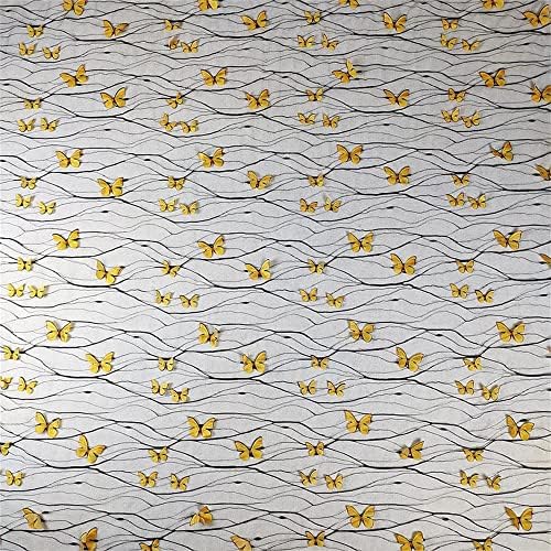 3D Ярки Пеперуди Окото Лейси Плат Френски Тюл, дантела за направи си САМ Сватбена Рокля и Аксесоари за Костюми Рокля с цветя Модел За Момичета Булчински Воал Начало Декор (3 ярд, Черна мрежа + Жълта пеперуда)