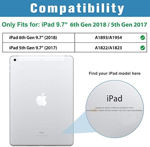 Калъф ProCase за iPad 9.7 (стар модел) 2018 iPad 6-то поколение / 2017 калъф за iPad 5-то поколение-Златен комплект с 2 пакети защитно фолио за екрана на iPad 9.7 2018/2017, защитен слой от закалено стъкло