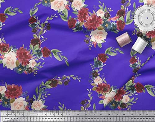 Soimoi син памучен холщовая плат с флорални принтом ранункулюса и божур, кърпа с принтом ширина 42 инча