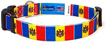 Нашийник за кучета Молдова | Флаг Молдова | Быстросъемная обтегач | Произведено в Ню Джърси, САЩ | за средни кучета | Ширина 1 сантиметър