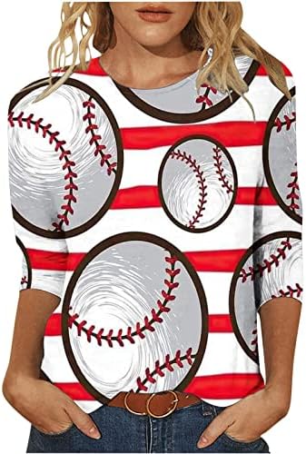 Дамска Риза с 3/4 ръкав на Деня на Майката, Летни и Бейзболни Върховете на майките, Дамски Ежедневни Ризи с Кръгло деколте и Графичен Дизайн