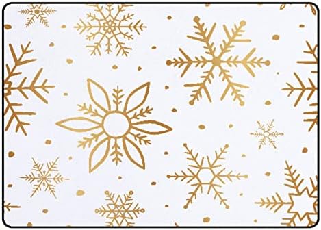 XOLLAR 80x58 инча Големи Детски Подложки Елегантни Златни Снежинки Меки Детски килимче за Детската Стая с Всекидневна и Спалня
