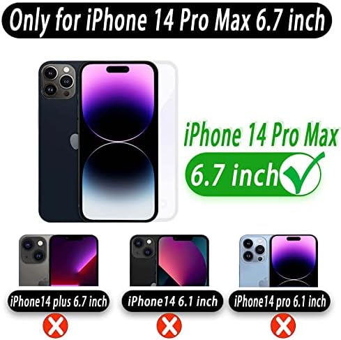 Калъф MONASAY Magwallet за iPhone 14 Pro Max, [Поддръжка за безжично зареждане MagSafe] [Предпазно стъкло за екран], Панти чанта-портфейл от магнитна кожа с подвижна държач за карти с RFID заключване, светло лилаво