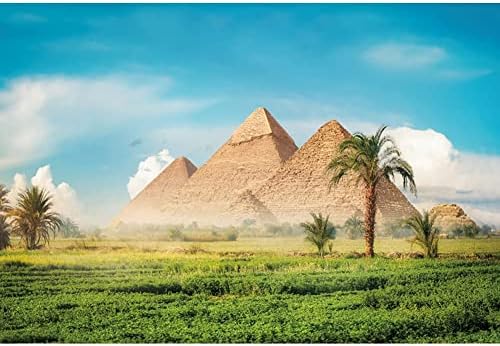 ЭРДЖУ 10x8 фута Египетска Пирамида Снимки Декори Историческите Руини на Гробницата на Стария Фараона Палмово Дърво Пасища Пейзаж, Снимката на Фона на Портрет на Снимки Заснемане на Видеоклипове Студиен Подпори Тапети