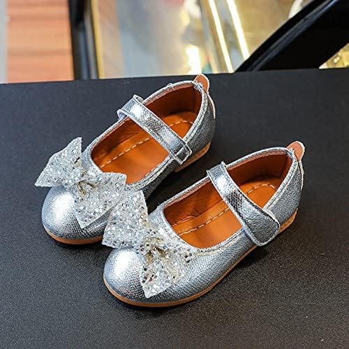 Детски обувки с цветя модел за момичета; Сватбени обувки Мери Джейн; Обувки на принцесата с Цветя модел на нисък ток за шаферка на Една сватба (Сребрист цвят, за по-големите деца 10-10,5 години)