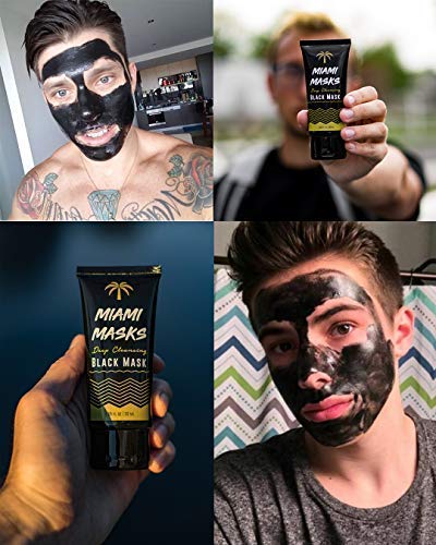 Маска за лице с бамбуковым въглища Peel Off (1,69 течни унции) - Маска за лице срещу акне, сужающая порите и удаляющая акне за мъже - Подходящ за всички типове кожа - Маска за дълбоко почистване за мъже и жени от Miami