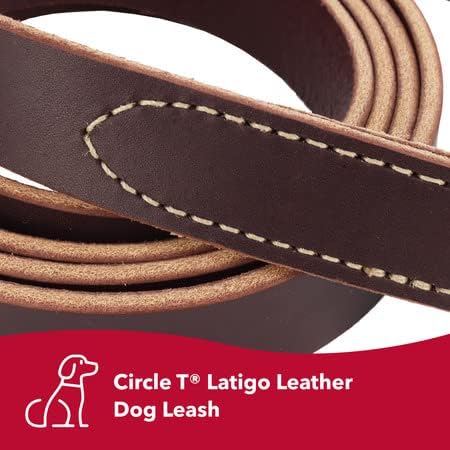 Кожена каишка за кучета Coastal Пет Circle T Latigo - Каишка за по-малките или по-Големите кучета - 1/4 x 6'