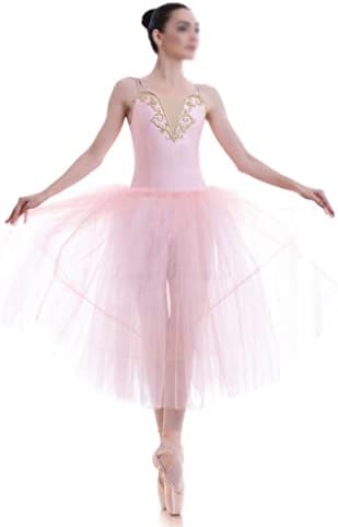 n/a Бледо-Розови Женски Балетные опаковки в Романтичен стил, Костюм на Балерина, Дълга рокля-пакет (Цвят: бледо розово, Размер: LA Code)