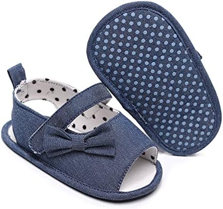 Обувки за бебета момчета и момичета с отворени пръсти и лък, Обувки за първите разходки, Летни Сандали на равна подметка за Деца, Детски Сандали За момчета, размер 7 (тъмно синьо, 6-12 месеца)