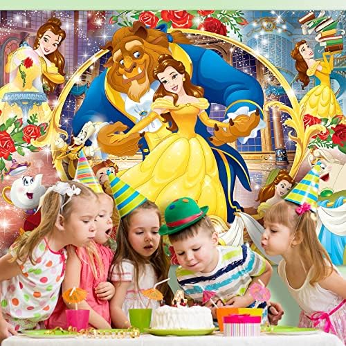 На фона на Красавицата и Звярът, Банер Принцеса Бел, Размер 7x5 фута, на Фона на Принцеса Бел, на Тема: Красавицата и Звярът, на Фона на парти по случай рожден Ден, Аксес