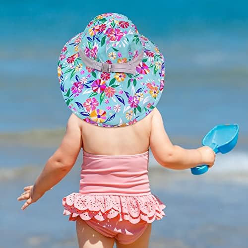 Детска Солнцезащитная Шапка За Малки Момичета, Плажни Летни Шапки За Плуване, UV Защита От Слънцето, широка периферия Детска Шапка с лента за Врата, от 6 м до 4 години