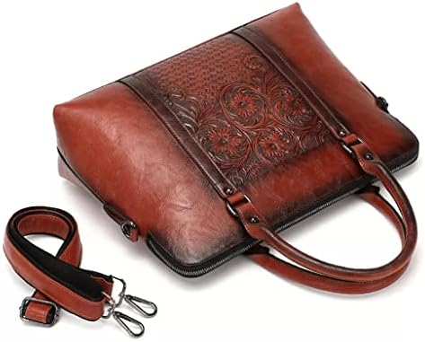 Дебели Реколта чанта на рамото си Голям Капацитет, Дамска Кожена чанта в стил Ретро с релефни, Дамски портфейл (Цвят: F, размер: Един размер)