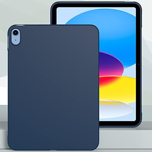 Калъф за iPad на 10-то поколение, Тънък, Лек, Мек Защитен калъф от TPU със Странична ъгъл за iPad на 10-то поколение 10,9 инча (модел 2022), Тъмно син